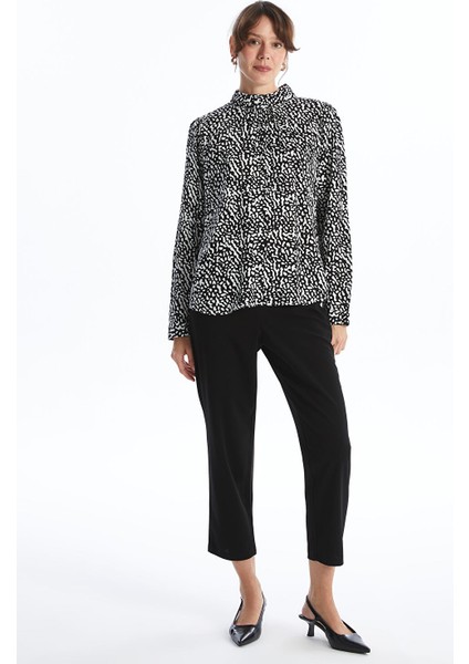 Yeni Sezon Dik Yaka Desenli Oversize Kadın Bluz fiyatları