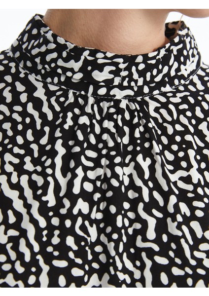 Yeni Sezon Dik Yaka Desenli Oversize Kadın Bluz modelleri