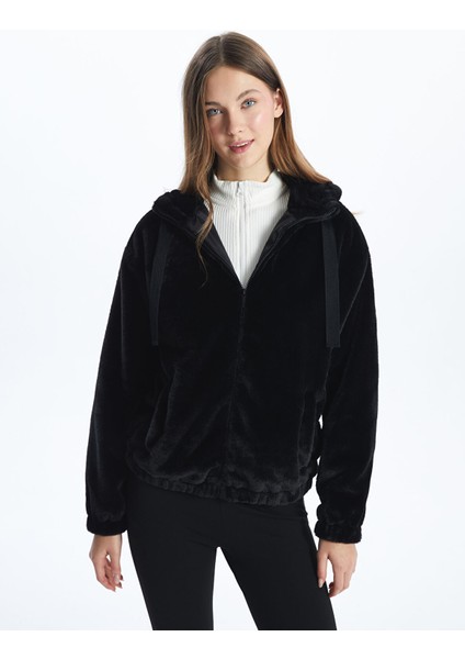 Yeni Sezon Kapüşonlu Oversize Kadın Pelüş Mont