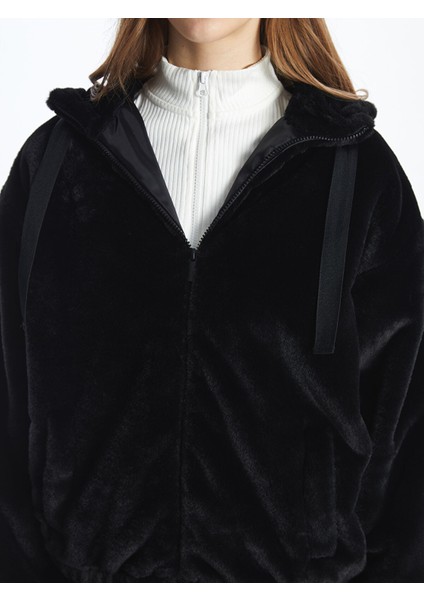 Yeni Sezon Kapüşonlu Oversize Kadın Pelüş Mont modelleri