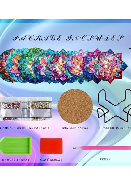 5 D Kendin Yap 8 Li Elmas Mozaik Boyama Bardak Altlığı Seti fiyatları