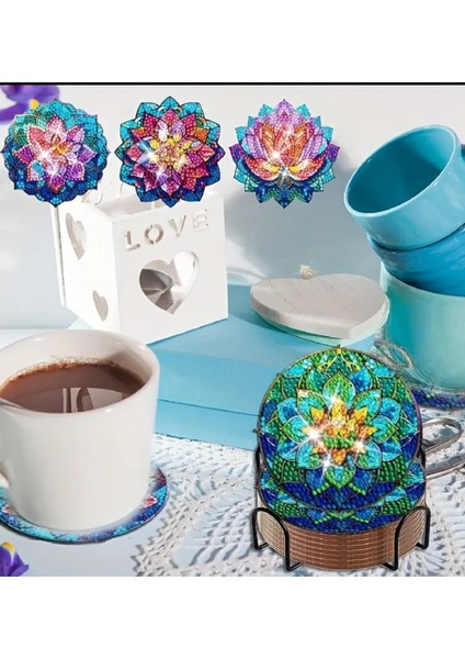 5 D Kendin Yap 8 Li Elmas Mozaik Boyama Bardak Altlığı Seti indirimleri