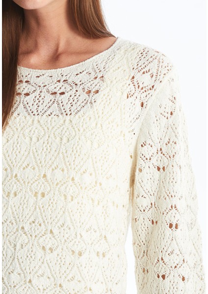 Yeni Sezon Bisiklet Yaka Ajurlu Uzun Kollu Kadın Triko Kazak modelleri