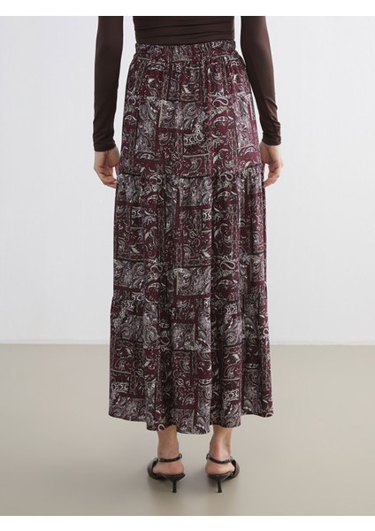 Yeni Sezon Beli Lastikli Desenli Kloş Etek fırsatları