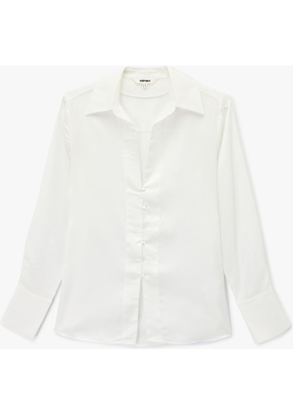 Düğmeli Uzun Kollu Klasik Yaka Gömlek