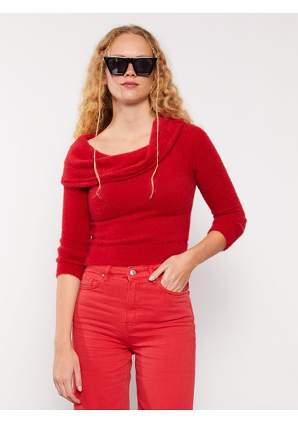 Yeni Sezon Kayık Yaka Düz Uzun Kollu Kadın Triko Kazak fırsatları