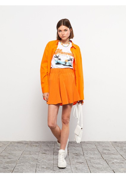 Yeni Sezon Beli Lastikli Düz Pileli Kadın Etek