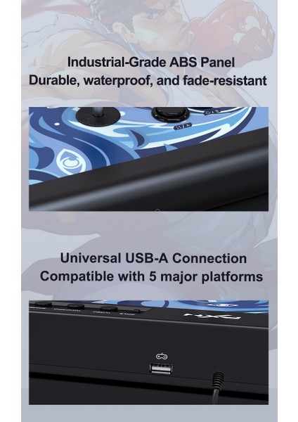 008 Arcade Dövüş Kolu | Mavi Switch Mekanik Tuşlar, 50 Milyon Basım, Turbo Fonksiyonu, Klasik Çelik Joystick modelleri