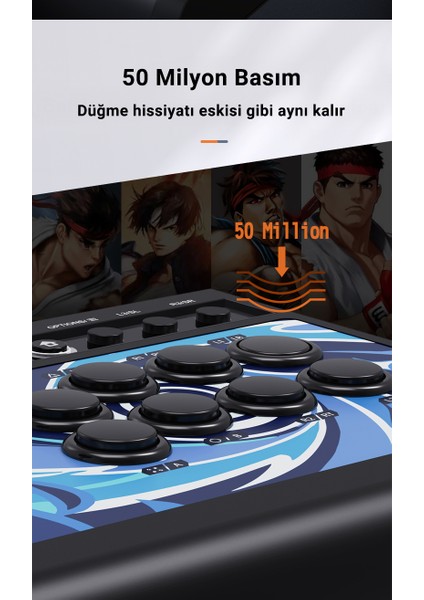 008 Arcade Dövüş Kolu | Mavi Switch Mekanik Tuşlar, 50 Milyon Basım, Turbo Fonksiyonu, Klasik Çelik Joystick indirimleri