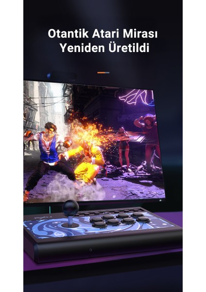 008 Arcade Dövüş Kolu | Mavi Switch Mekanik Tuşlar, 50 Milyon Basım, Turbo Fonksiyonu, Klasik Çelik Joystick