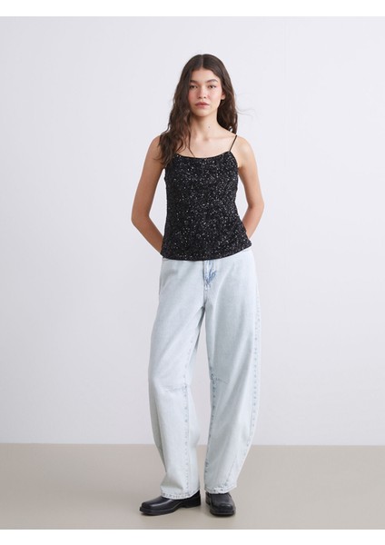 Yeni Sezon Kare Yaka Pul Payetli Kadın Bluz fiyatları