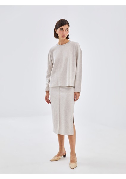Yeni Sezon Beli Lastikli Dar Fit Kadın Triko Etek