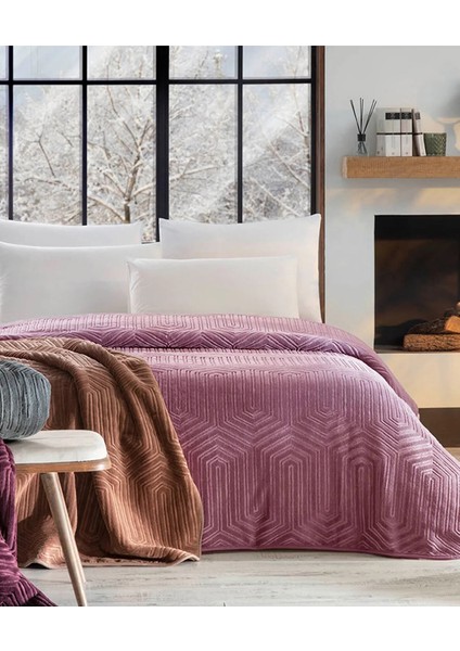 Prestige Kalın Embos Çift Kişilik Battaniye (220X240)-LILA