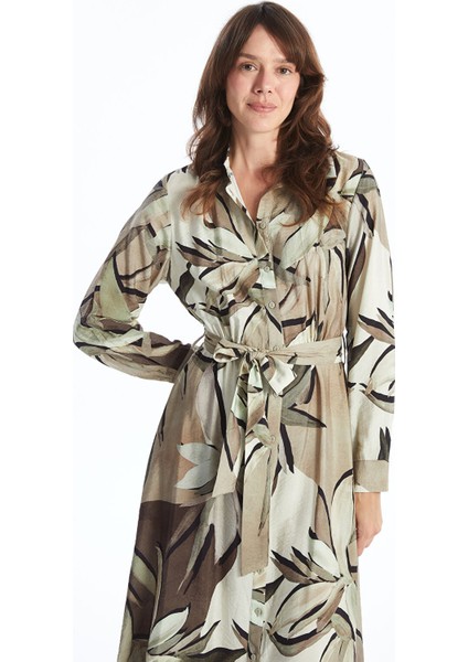 Yeni Sezon Desenli Uzun Kollu Kadın Gömlek Elbise fiyatları