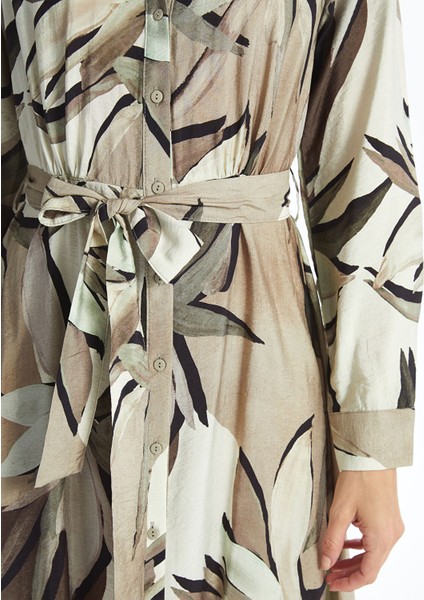 Yeni Sezon Desenli Uzun Kollu Kadın Gömlek Elbise modelleri