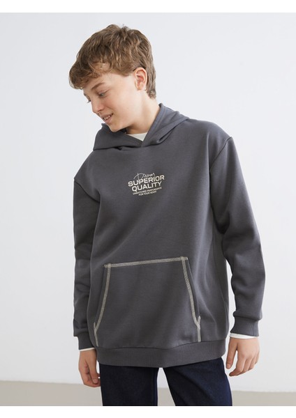 Yeni Sezon Kapüşonlu Baskılı Erkek Çocuk Sweatshirt