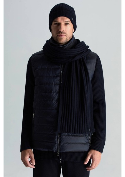 Örgü Desenli Lacivert Merino Yün Su Itici Bere fiyatları