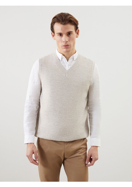 Yeni Sezon Standart Kalıp V Yaka Erkek Triko Süveter