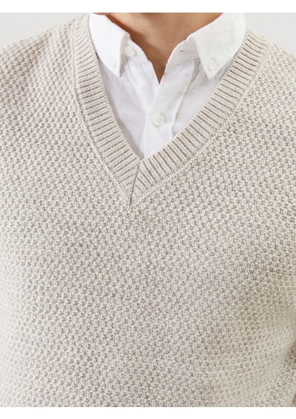 Yeni Sezon Standart Kalıp V Yaka Erkek Triko Süveter modelleri