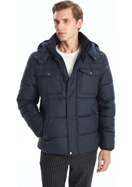 Yeni Sezon Standart Kalıp Kapüşonlu Erkek Şişme Mont