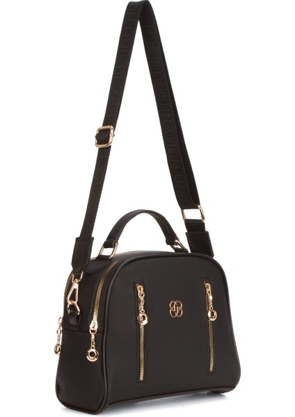 Kadın Kumaş Uzun Askılı El ve Omuz Çantası – Siyah – NEW373