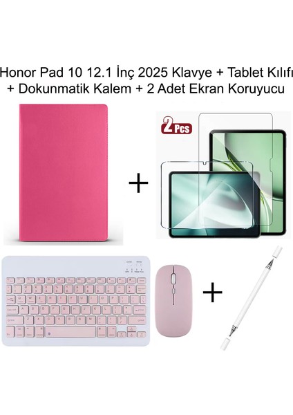 Honor Pad 10 12.1 Inç 2025 Uyumlu Standlı Kılıf Dokunmatik Kalem ve Klavye Set