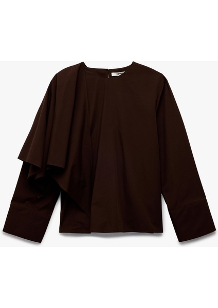 Bol Kalıp Asimetrik Uzun Kollu Pelerin Bluz