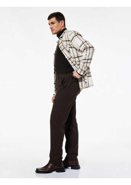 Regular Fit Beli Lastikli Cepli Viskon Karışımlı Kumaş Pantolon