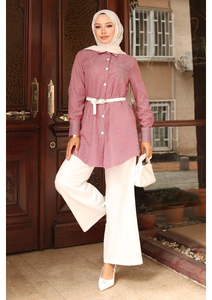 Çizgili Cep Detaylı Takım Bordo MSW19242-2 modelleri