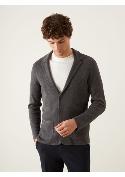 Yeni Sezon Standart Kalıp Şal Yaka Erkek Triko Hırka