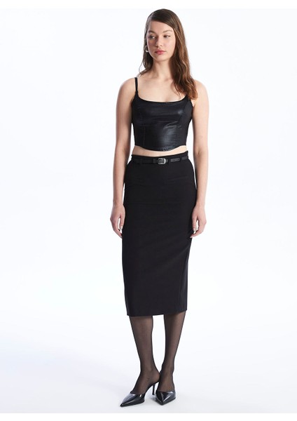 Yeni Sezon U Yaka Deri Görünümlü Kadın Crop modelleri