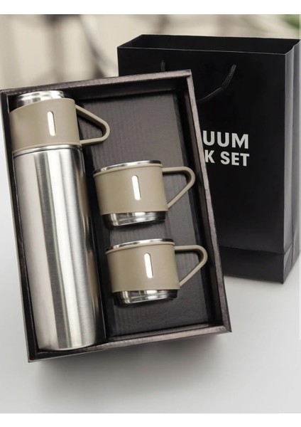 Termos 500ML Dayanıklı Yapısı ve Renk Seçenekleri ile Birlikte Termos ve 3 Adet Kupa Bardak