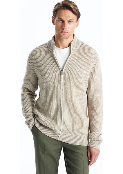 Yeni Sezon Standart Kalıp Dik Yaka Erkek Triko Hırka