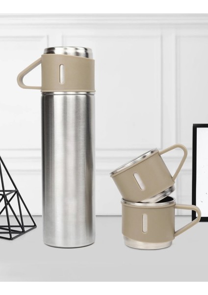 Termos 500ML Dayanıklı Yapısı ve Renk Seçenekleri ile Birlikte Termos ve 3 Adet Kupa Bardak indirimleri