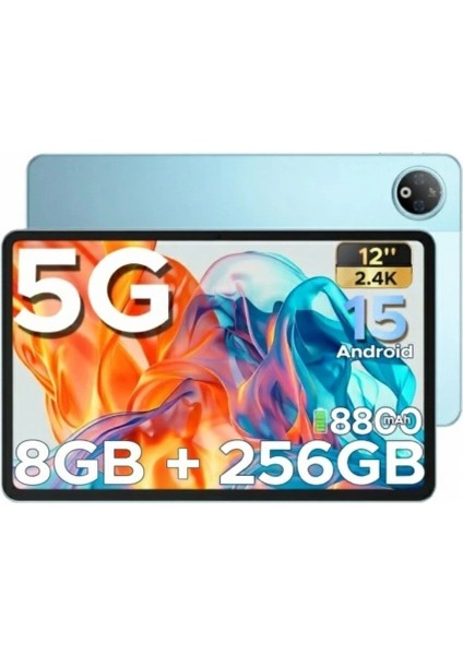 V Pad 5g 12" 8 GB Ram 256 GB 2.4k IPS Android 15 Tablet Siyah