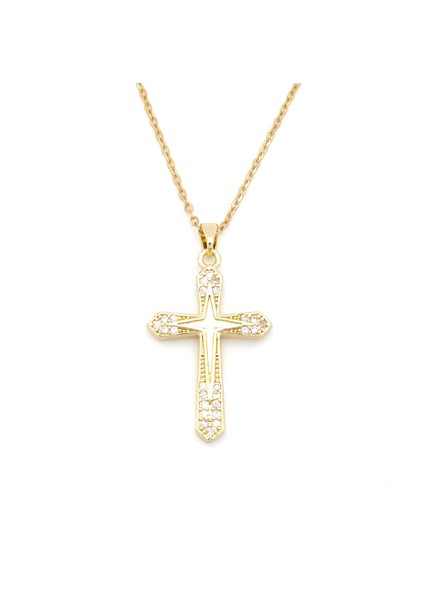 Çelik Kolye - Haç Kolye Altın Kaplama KLY-626