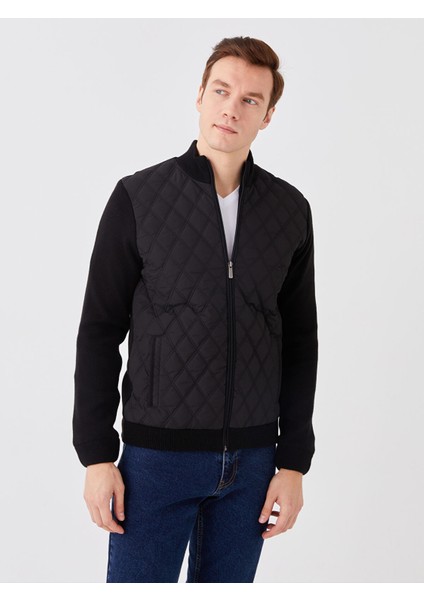 Yeni Sezon Standart Kalıp Dik Yaka Erkek Triko Mont