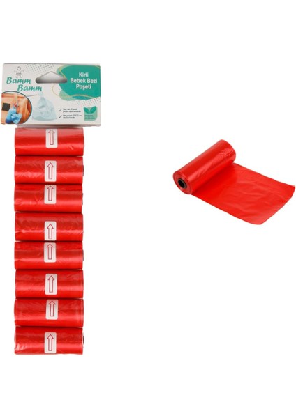 Bamm Bamm Kirli Bebek Bezi Poşeti Çanta Boy Kırmızı 8 Rulo (120 Adet) fiyatları