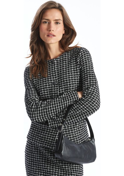 Yeni Sezon Bisiklet Yaka Ekose Kadın Tüvit Ceket