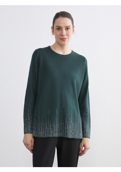 Yeni Sezon Bisiklet Yaka Desenli Kadın Triko Kazak