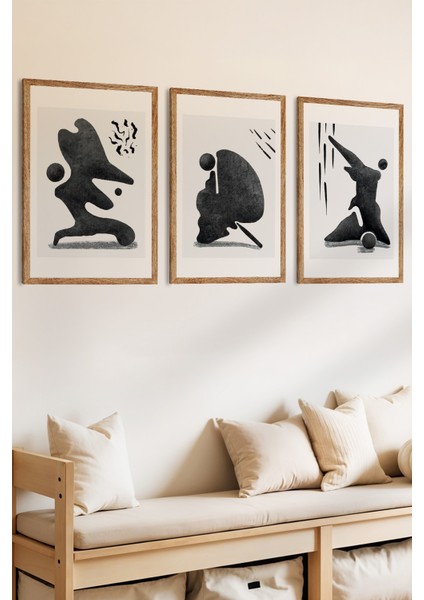 3 Parça Soyut Hareketler Temalı Ahşap Çerçeve Görünümlü Mdf Tablo Seti fiyatları