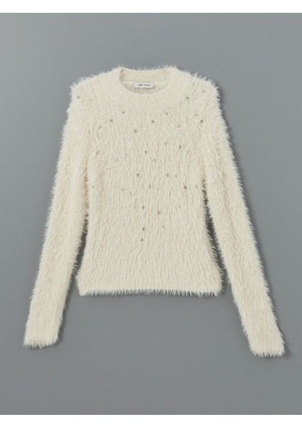 Yeni Sezon Bisiklet Yaka Taşlı Kadın Triko Kazak indirimleri