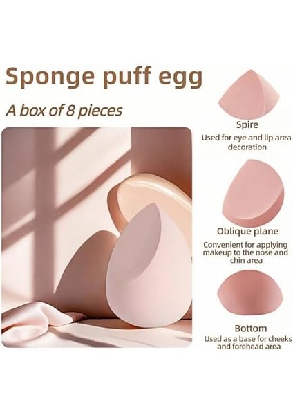 8 Adet Makyaj Sünger Seti - Latekssiz, Sıvı, Krem ve Pudra Için Karıştırma Güzellik Süngeri, Yumuşak Emici Olmayan, Kılıflı Çok Boyutlu, Sıvı ve Toz Için Çok Şekilli Güzellik Karıştırıcıları modelleri