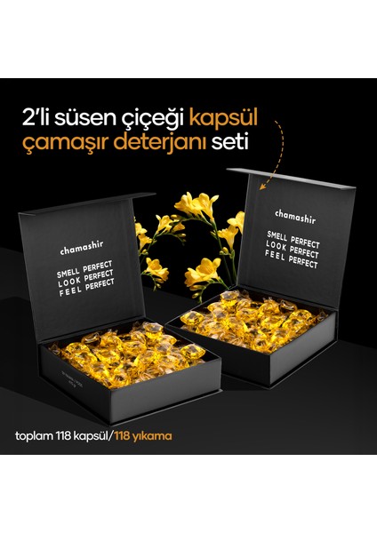 2'li Freesia (Süsen Çiçeği) Kapsül Çamaşır Deterjanı Seti (59 Yıkama) - Renkliler ve Beyazlar Için
