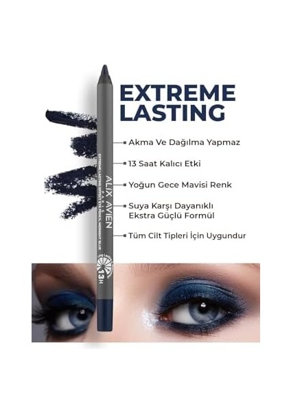 Alıx Avıen Suya Dayanıklı Gece Mavisi Göz Kalemi - 13 Saat Kalıcı Etki - Extreme Lasting Effect Eye Pencil