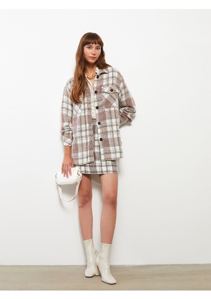 Yeni Sezon Ekose Uzun Kollu Tüvit Oversize Kadın Gömlek Ceket fırsatları