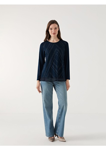 Yeni Sezon Bisiklet Yaka Taşlı Kadın Bluz fiyatları