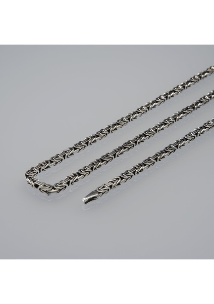 80 Mikron Oksitli Kare Kral Gümüş Zincir