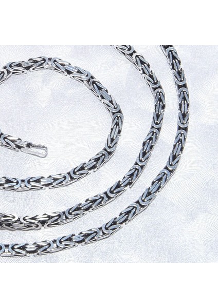 80 Mikron Oksitli Kare Kral Gümüş Zincir modelleri