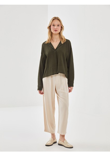 Yeni Sezon Gömlek Yaka Gofre Kadın Bluz fiyatları